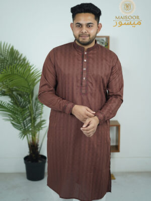 Indian Printed Cotton Panjabi with Cuff Sleeves