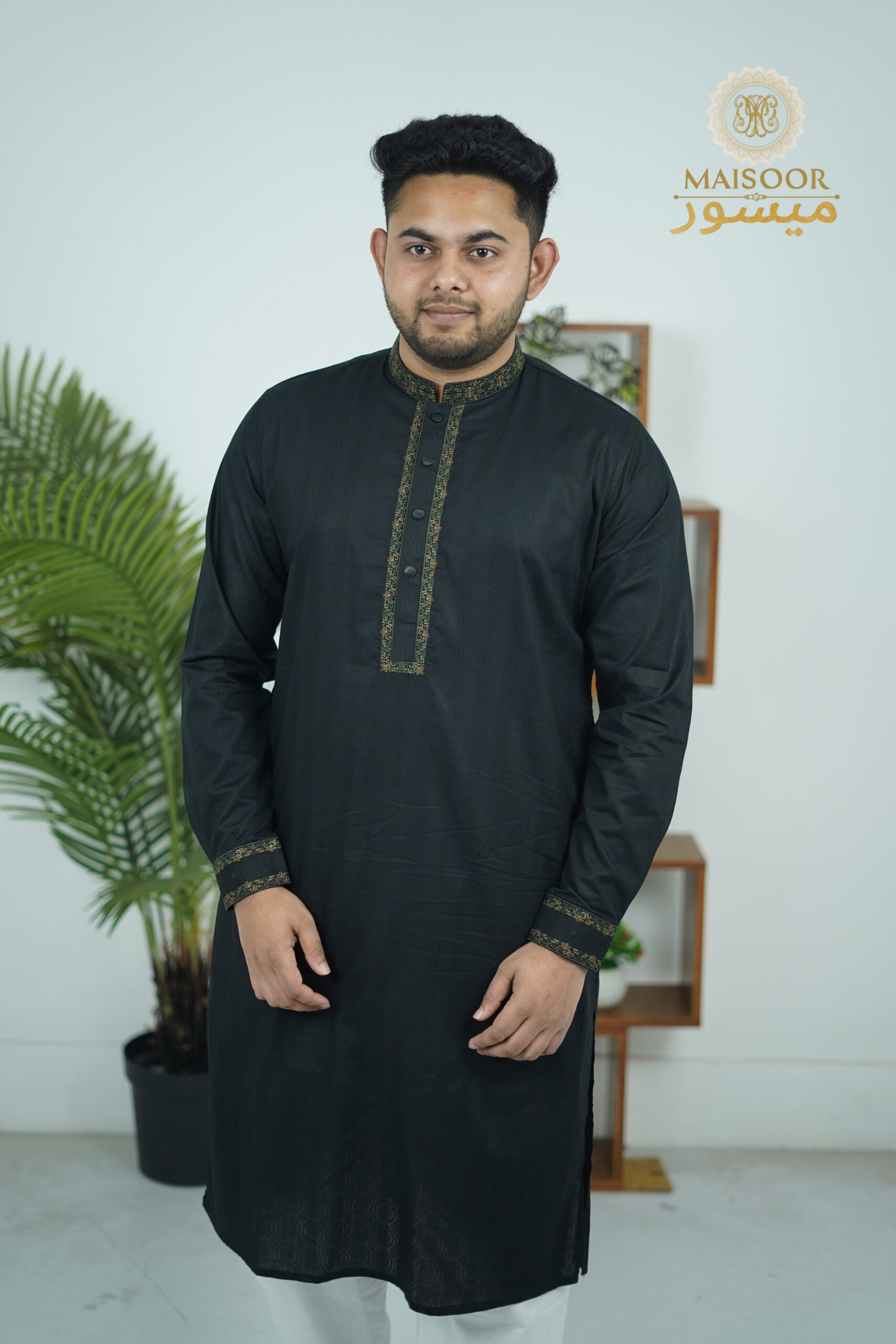 Indian Printed Cotton Panjabi with Cuff Sleeves