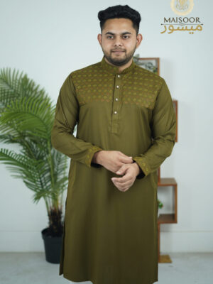 Premium Pakistani Cotton Punjabi with Half Body Embroidery